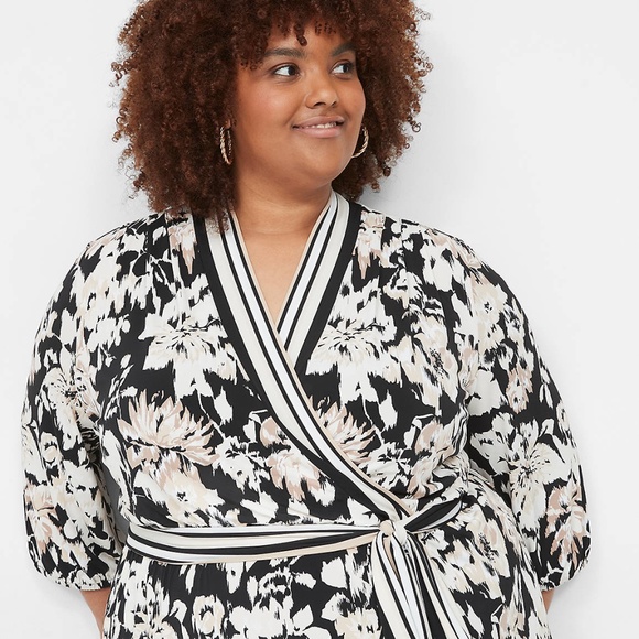 NWT Lane Bryant Black and White Floral Midi Dress - Picture 4 of 5